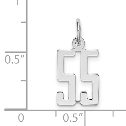 Sterling Silver Silver/Rhodium-Plated Elongated Number 55 Charm