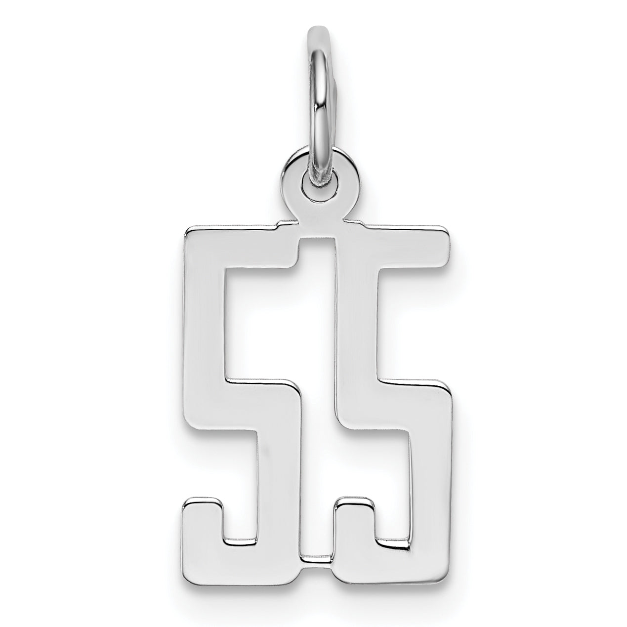 Sterling Silver Silver/Rhodium-Plated Elongated Number 55 Charm