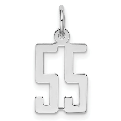 Sterling Silver Silver/Rhodium-Plated Elongated Number 55 Charm