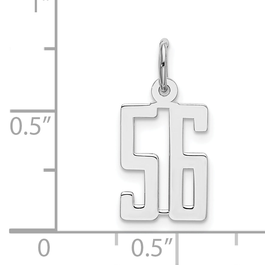 Sterling Silver Silver/Rhodium-Plated Elongated Number 56 Charm