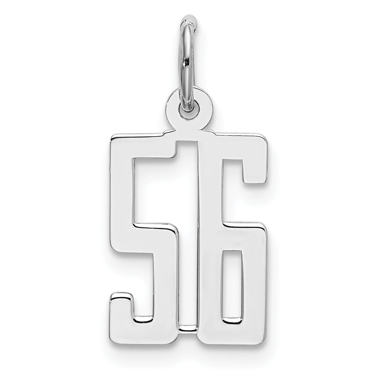 Sterling Silver Silver/Rhodium-Plated Elongated Number 56 Charm