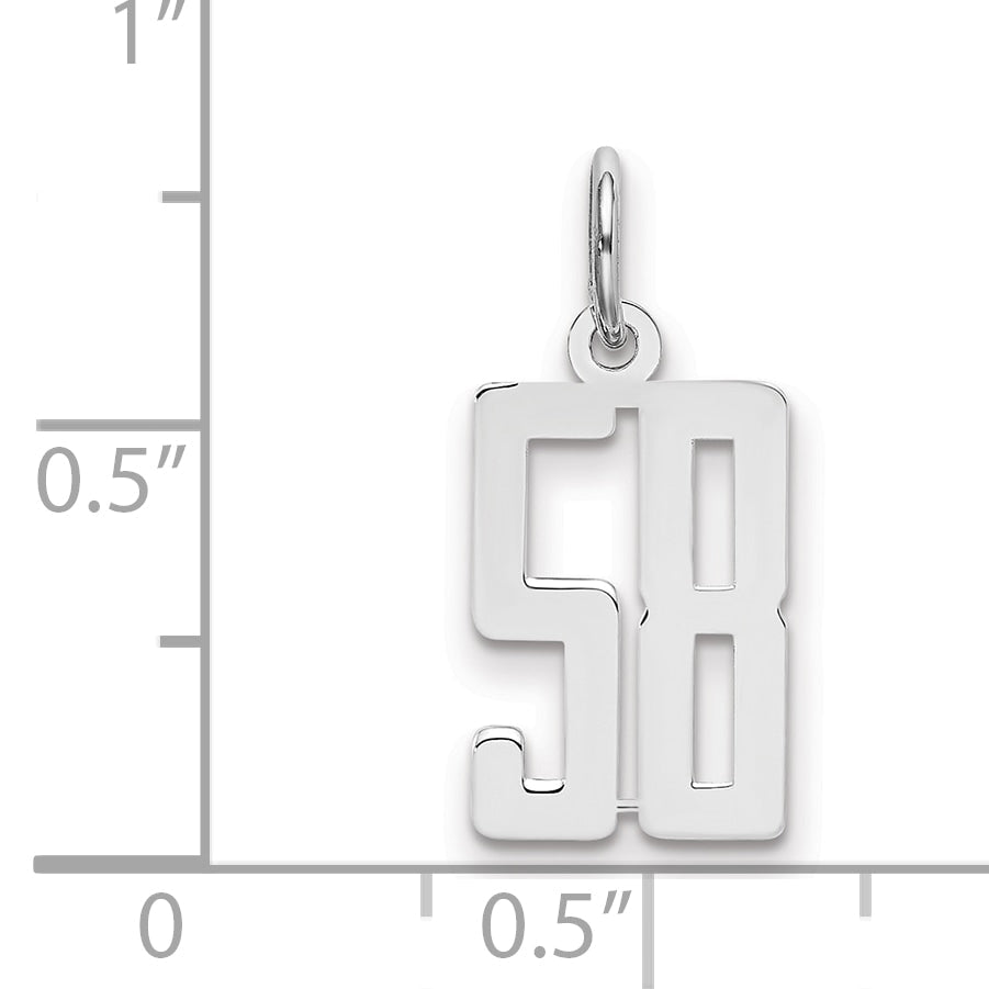 Sterling Silver Silver/Rhodium-Plated Elongated Number 58 Charm