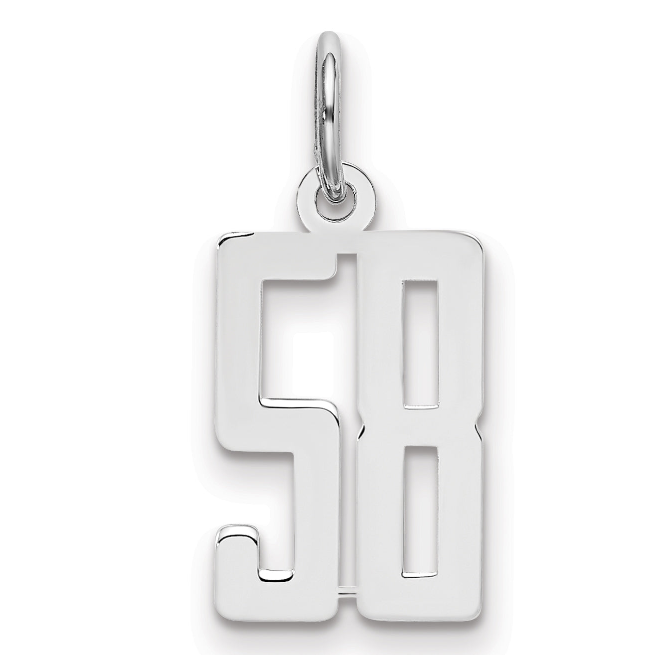 Sterling Silver Silver/Rhodium-Plated Elongated Number 58 Charm