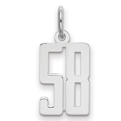 Sterling Silver Silver/Rhodium-Plated Elongated Number 58 Charm