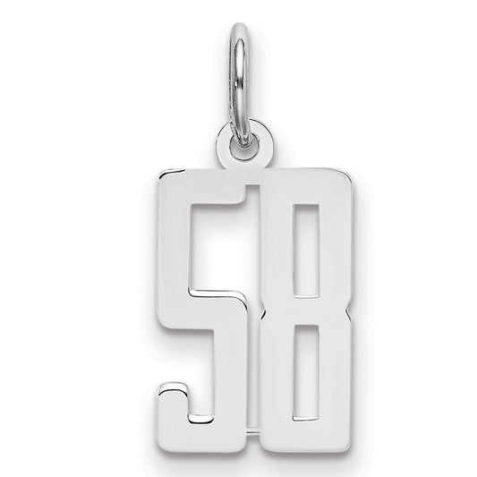Sterling Silver Silver/Rhodium-Plated Elongated Number 58 Charm