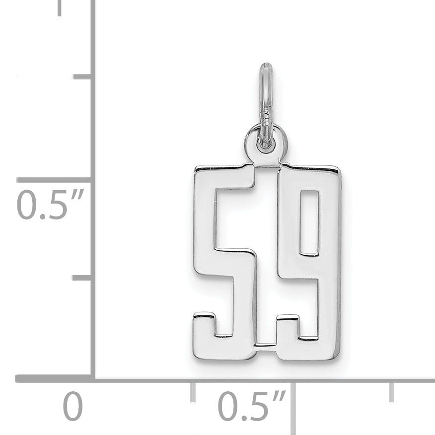 Sterling Silver Silver/Rhodium-Plated Elongated Number 59 Charm