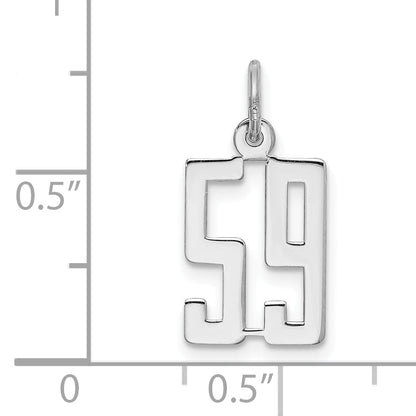 Sterling Silver Silver/Rhodium-Plated Elongated Number 59 Charm
