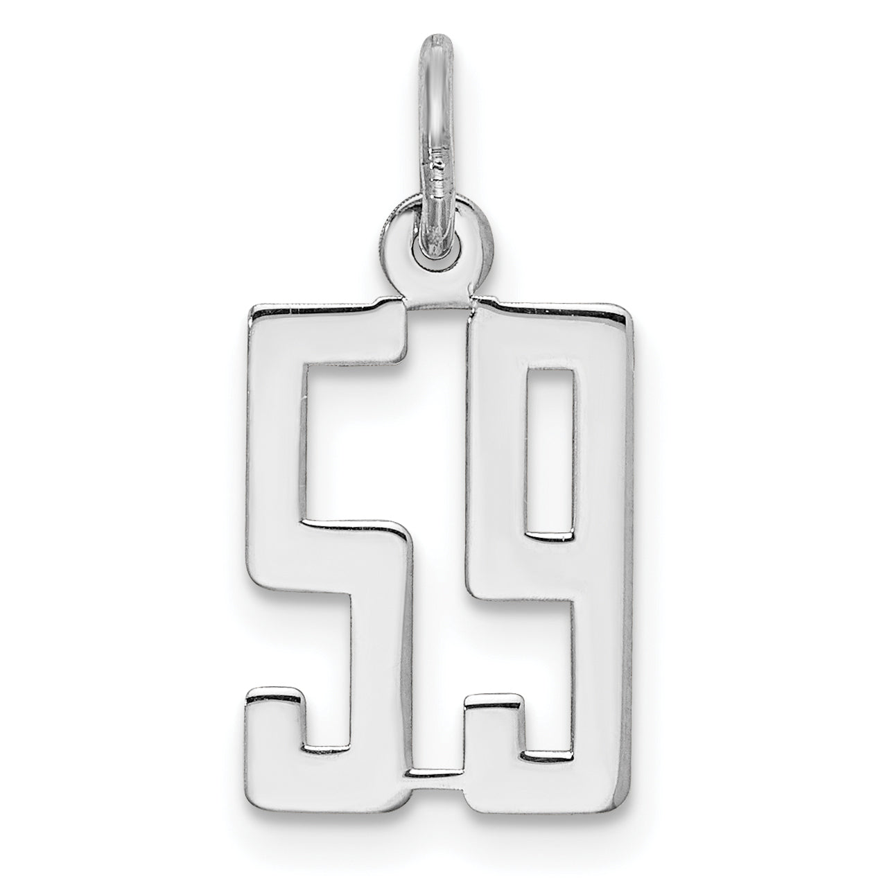 Sterling Silver Silver/Rhodium-Plated Elongated Number 59 Charm