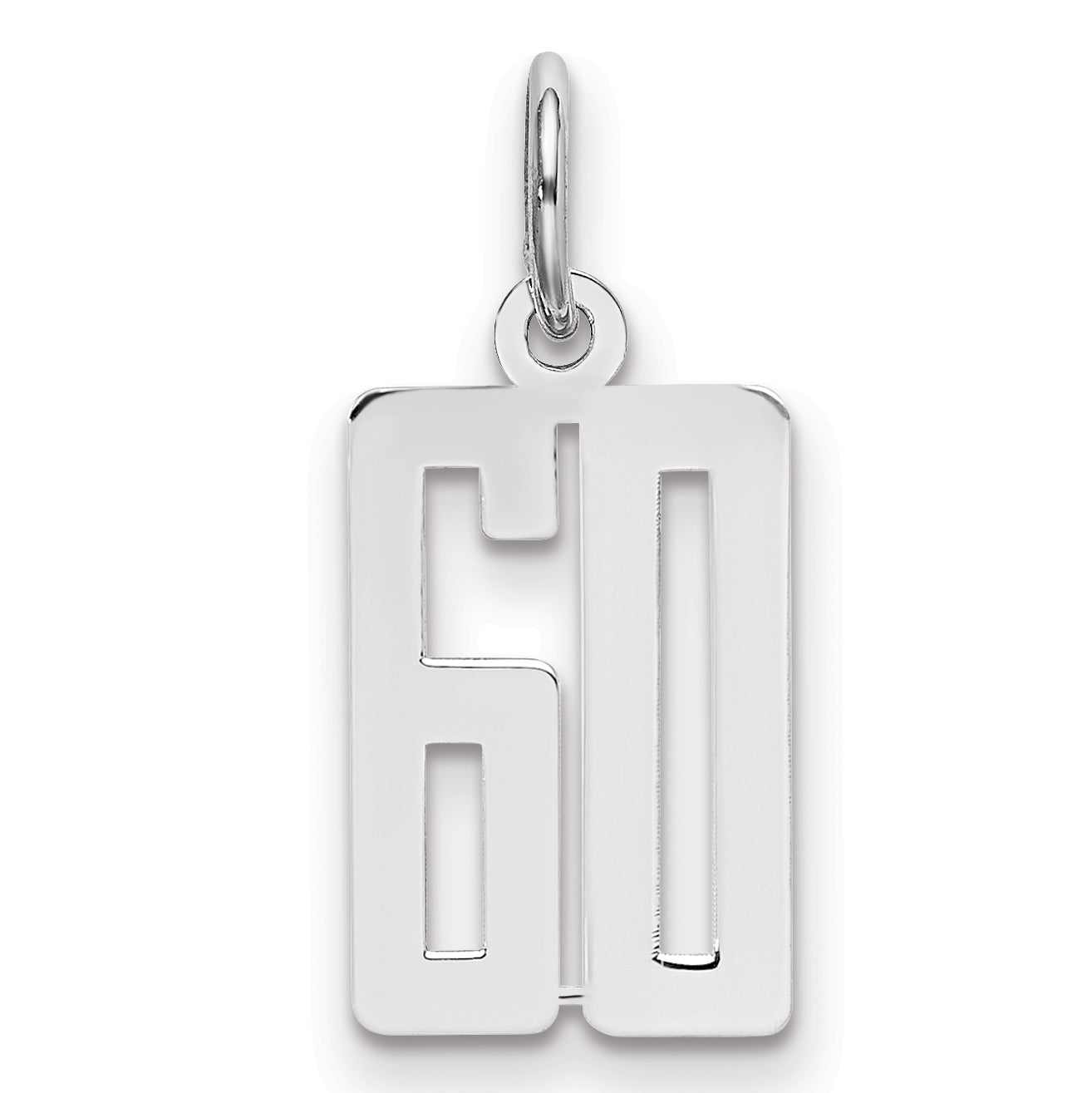 Sterling Silver Silver/Rhodium-Plated Elongated Number 60 Charm
