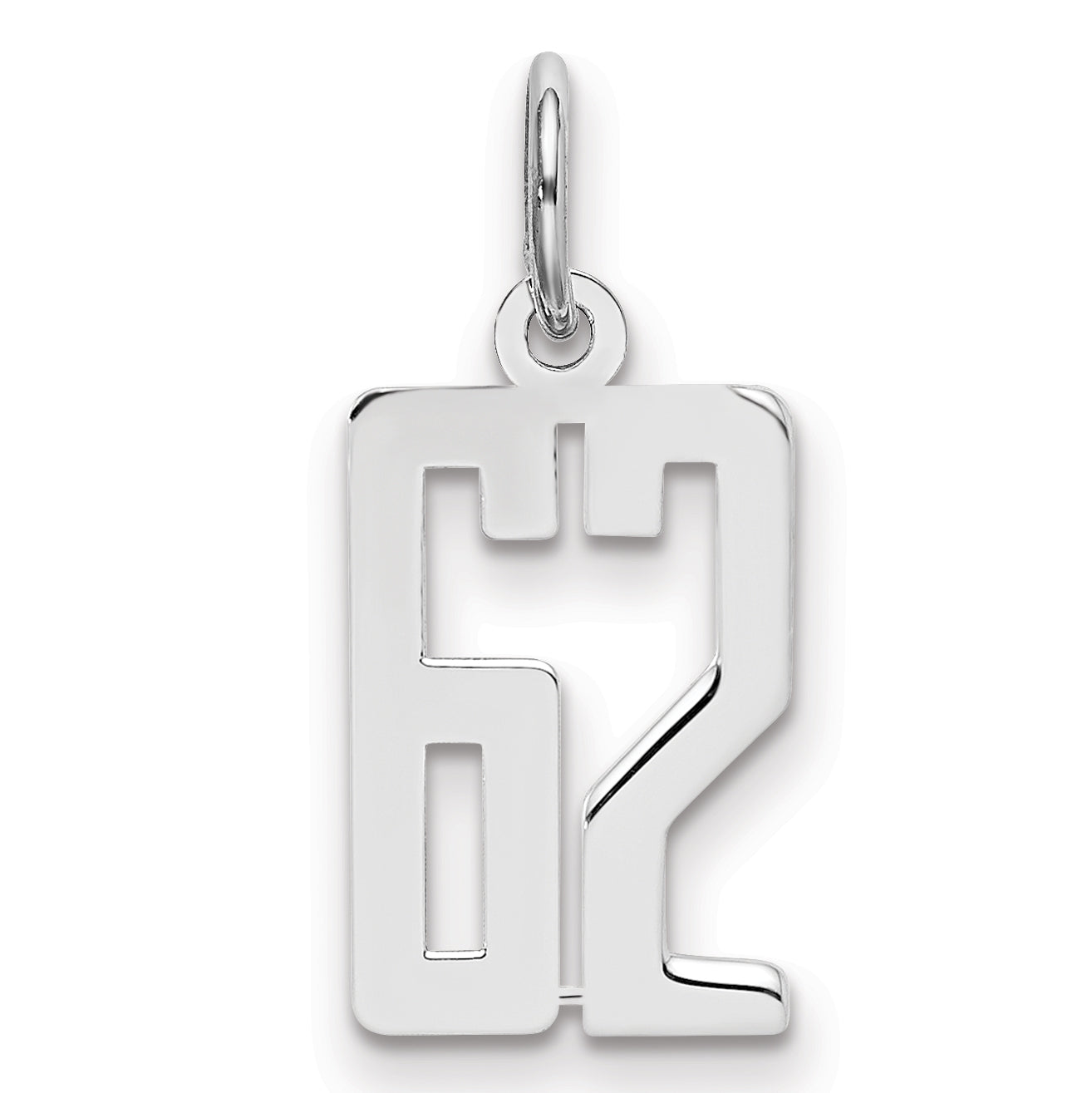 Sterling Silver Silver/Rhodium-Plated Elongated Number 62 Charm