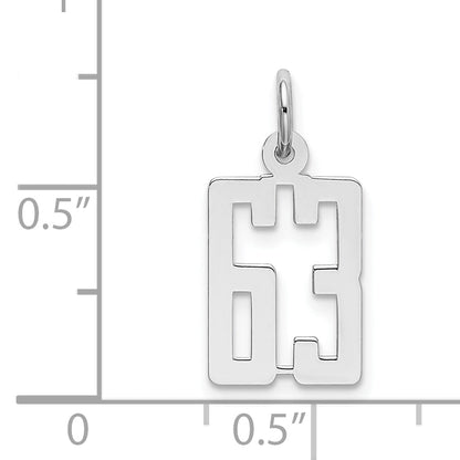 Sterling Silver Silver/Rhodium-Plated Elongated Number 63 Charm