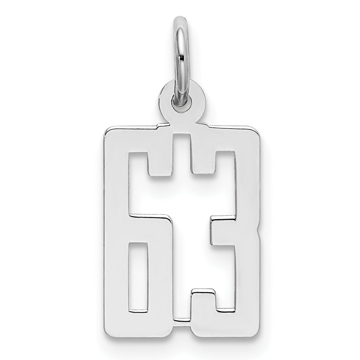 Sterling Silver Silver/Rhodium-Plated Elongated Number 63 Charm