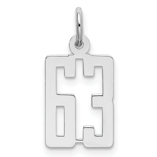 Sterling Silver Silver/Rhodium-Plated Elongated Number 63 Charm