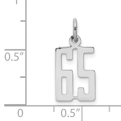 Sterling Silver Silver/Rhodium-Plated Elongated Number 65 Charm