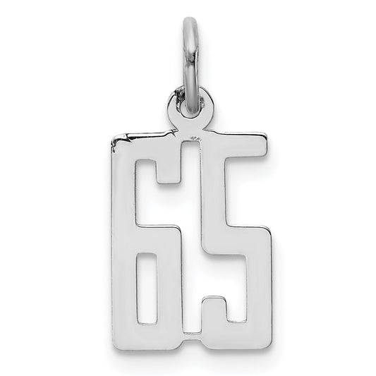Sterling Silver Silver/Rhodium-Plated Elongated Number 65 Charm