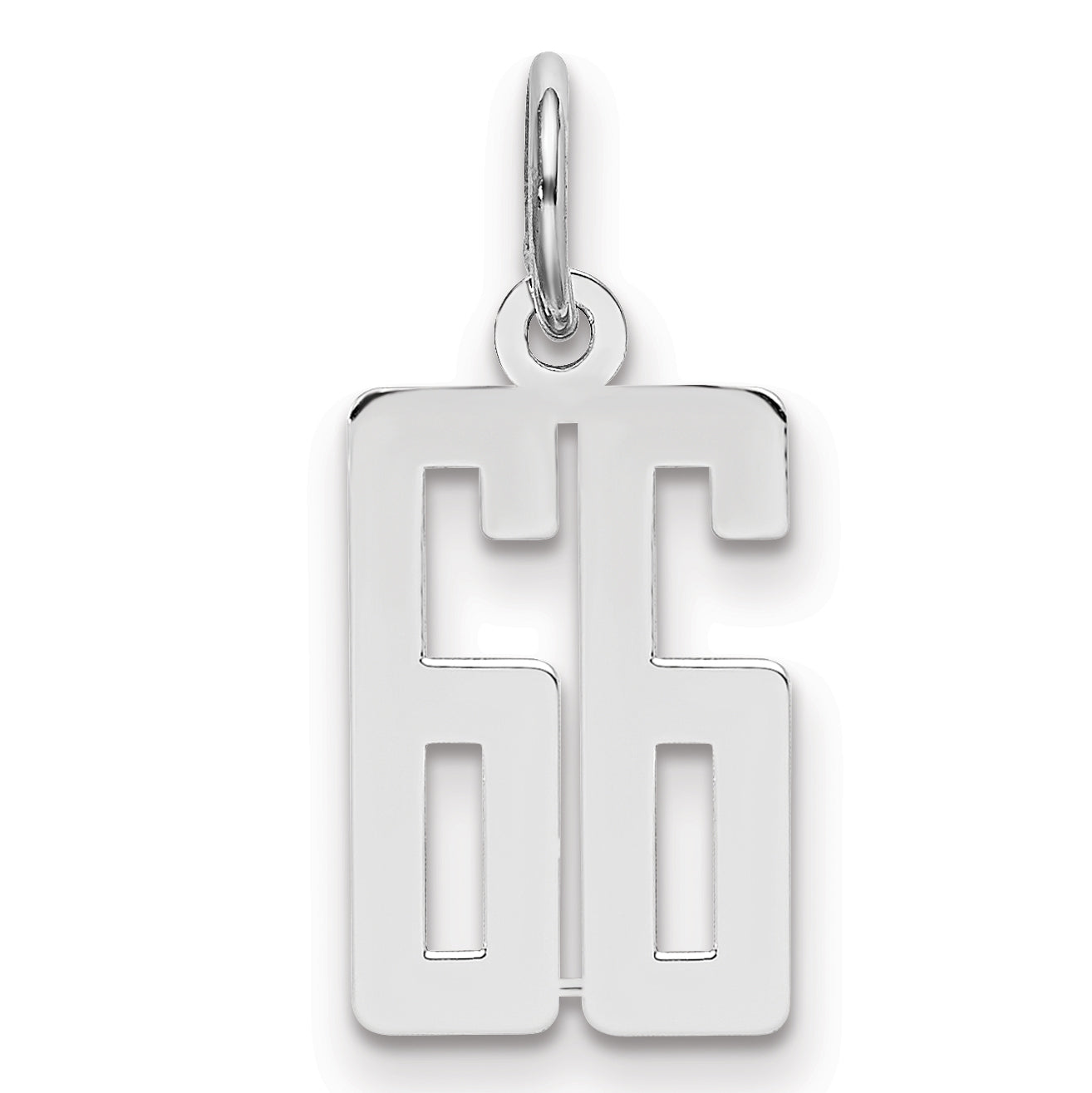 Sterling Silver Silver/Rhodium-Plated Elongated Number 66 Charm