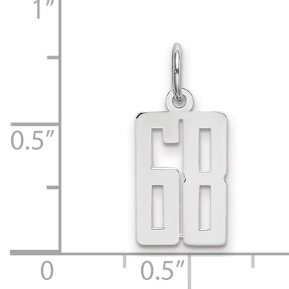 Sterling Silver Silver/Rhodium-Plated Elongated Number 68 Charm