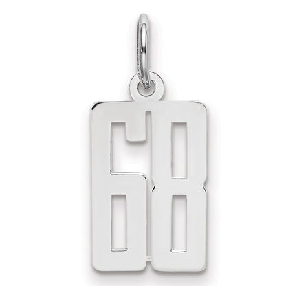 Sterling Silver Silver/Rhodium-Plated Elongated Number 68 Charm