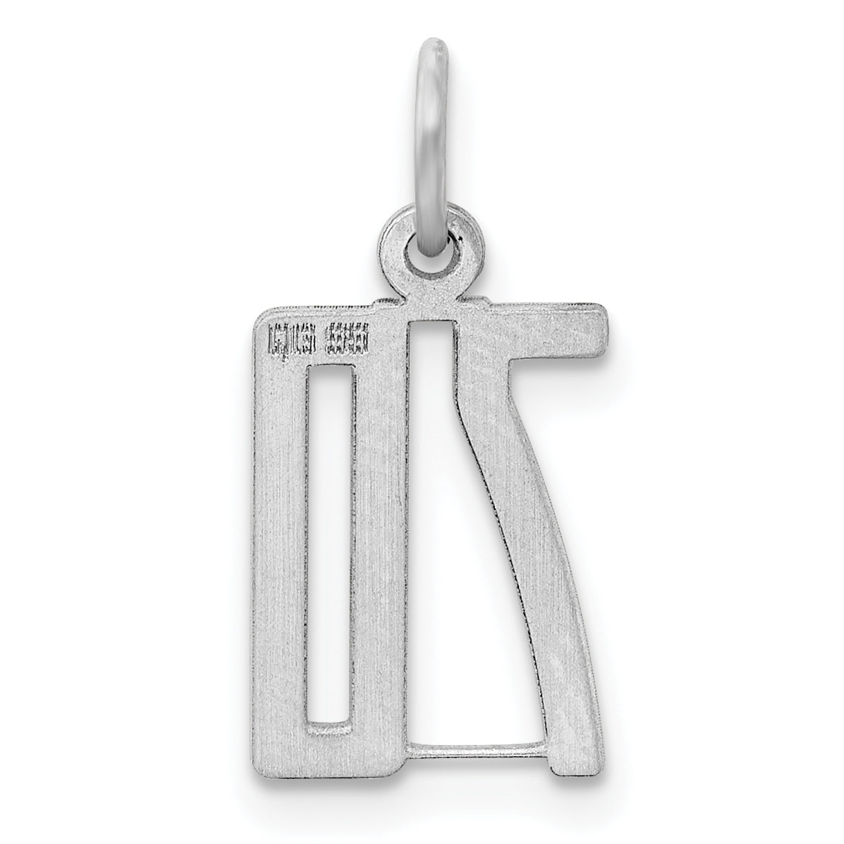 Sterling Silver Silver/Rhodium-Plated Elongated Number 70 Charm