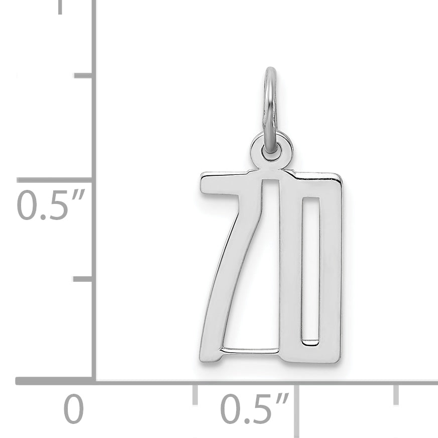 Sterling Silver Silver/Rhodium-Plated Elongated Number 70 Charm