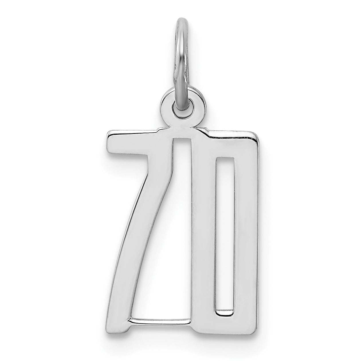 Sterling Silver Silver/Rhodium-Plated Elongated Number 70 Charm