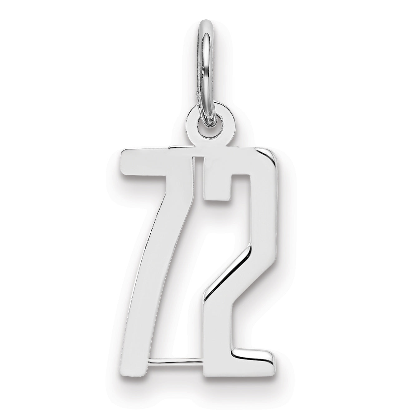 Sterling Silver Silver/Rhodium-Plated Elongated Number 72 Charm