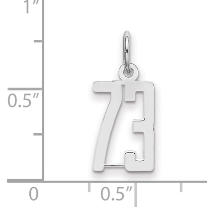 Sterling Silver Silver/Rhodium-Plated Elongated Number 73 Charm