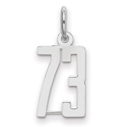 Sterling Silver Silver/Rhodium-Plated Elongated Number 73 Charm