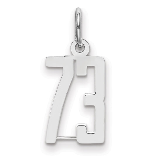 Sterling Silver Silver/Rhodium-Plated Elongated Number 73 Charm