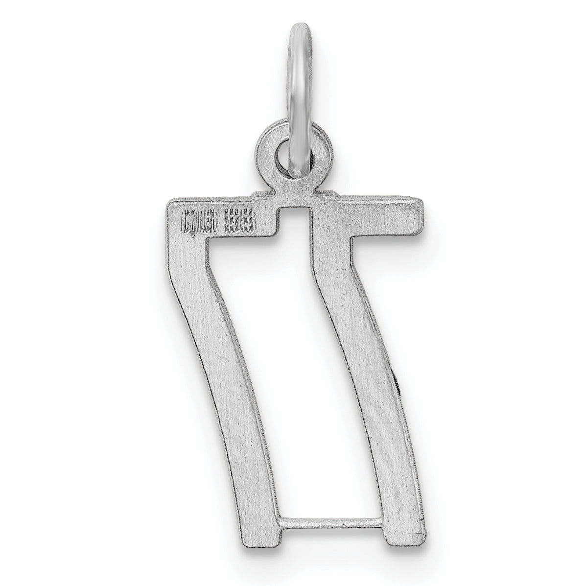 Sterling Silver Silver/Rhodium-Plated Elongated Number 77 Charm