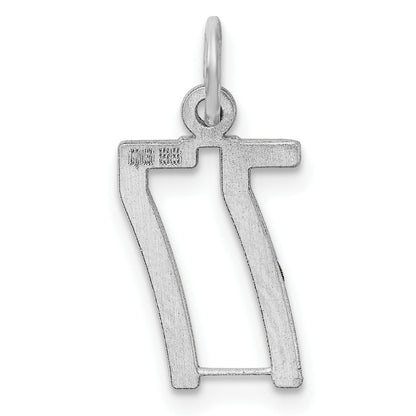 Sterling Silver Silver/Rhodium-Plated Elongated Number 77 Charm