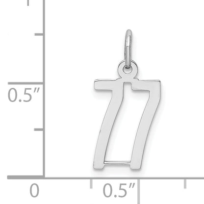 Sterling Silver Silver/Rhodium-Plated Elongated Number 77 Charm