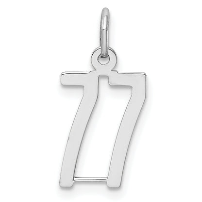 Sterling Silver Silver/Rhodium-Plated Elongated Number 77 Charm