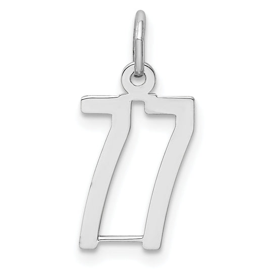 Sterling Silver Silver/Rhodium-Plated Elongated Number 77 Charm