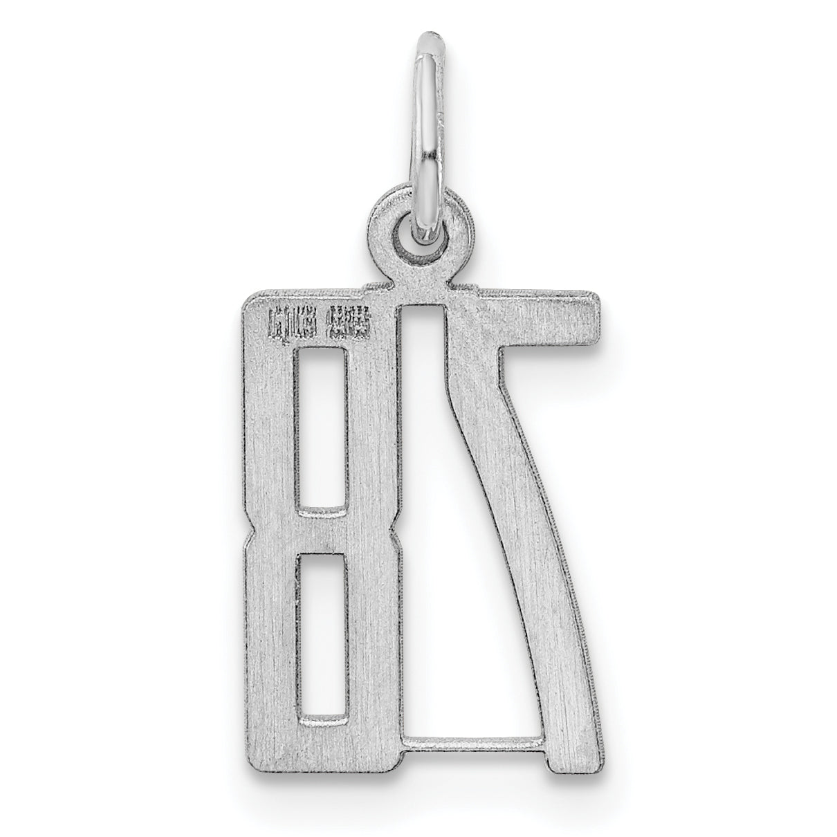 Sterling Silver Silver/Rhodium-Plated Elongated Number 78 Charm