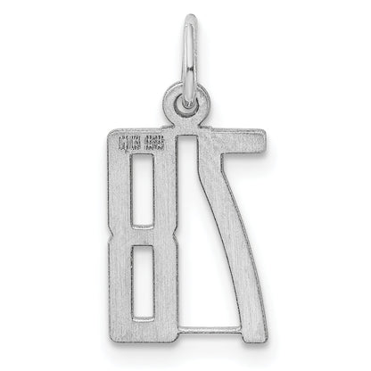 Sterling Silver Silver/Rhodium-Plated Elongated Number 78 Charm
