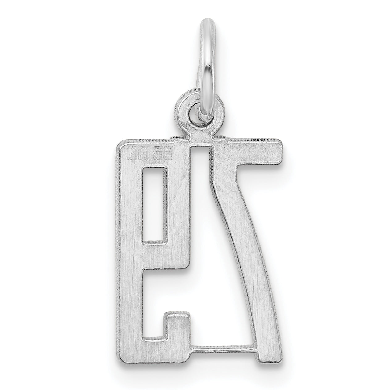 Sterling Silver Silver/Rhodium-Plated Elongated Number 79 Charm