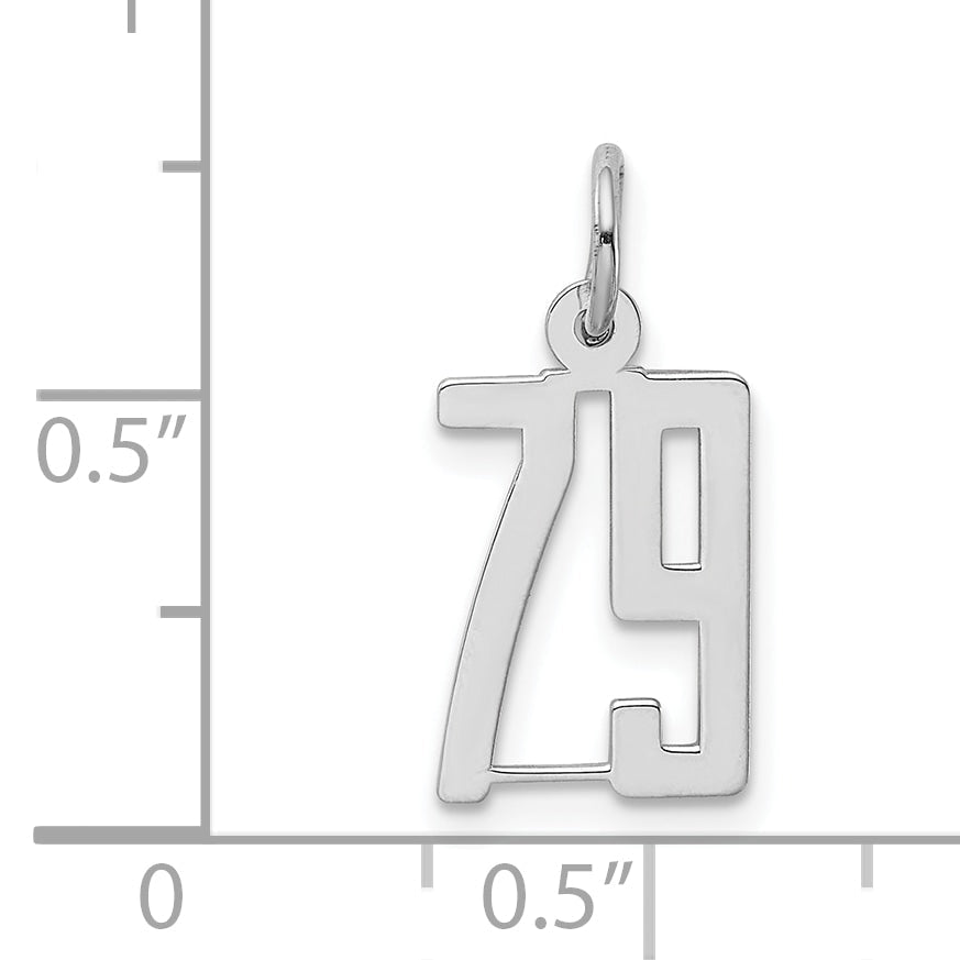 Sterling Silver Silver/Rhodium-Plated Elongated Number 79 Charm