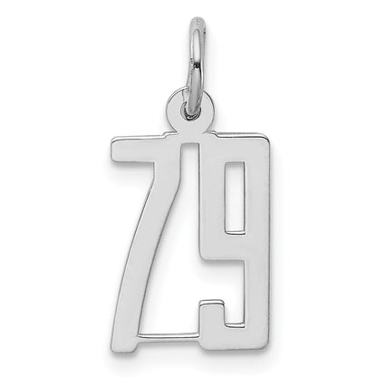 Sterling Silver Silver/Rhodium-Plated Elongated Number 79 Charm