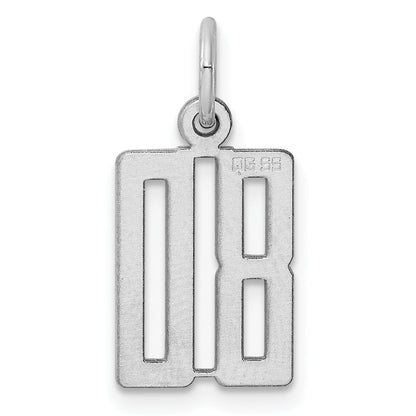 Sterling Silver Silver/Rhodium-Plated Elongated Number 80 Charm