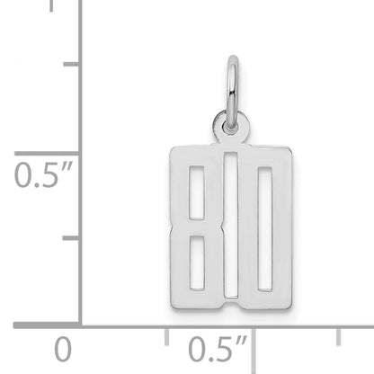 Sterling Silver Silver/Rhodium-Plated Elongated Number 80 Charm