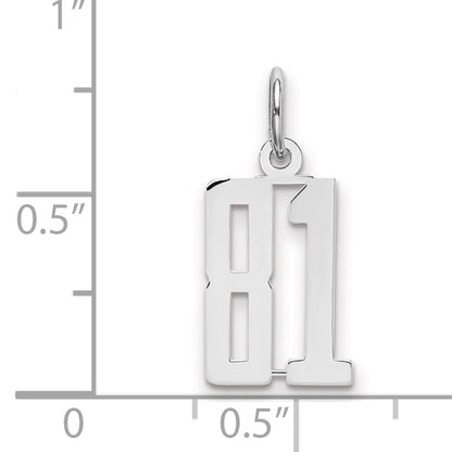 Sterling Silver Silver/Rhodium-Plated Elongated Number 81 Charm