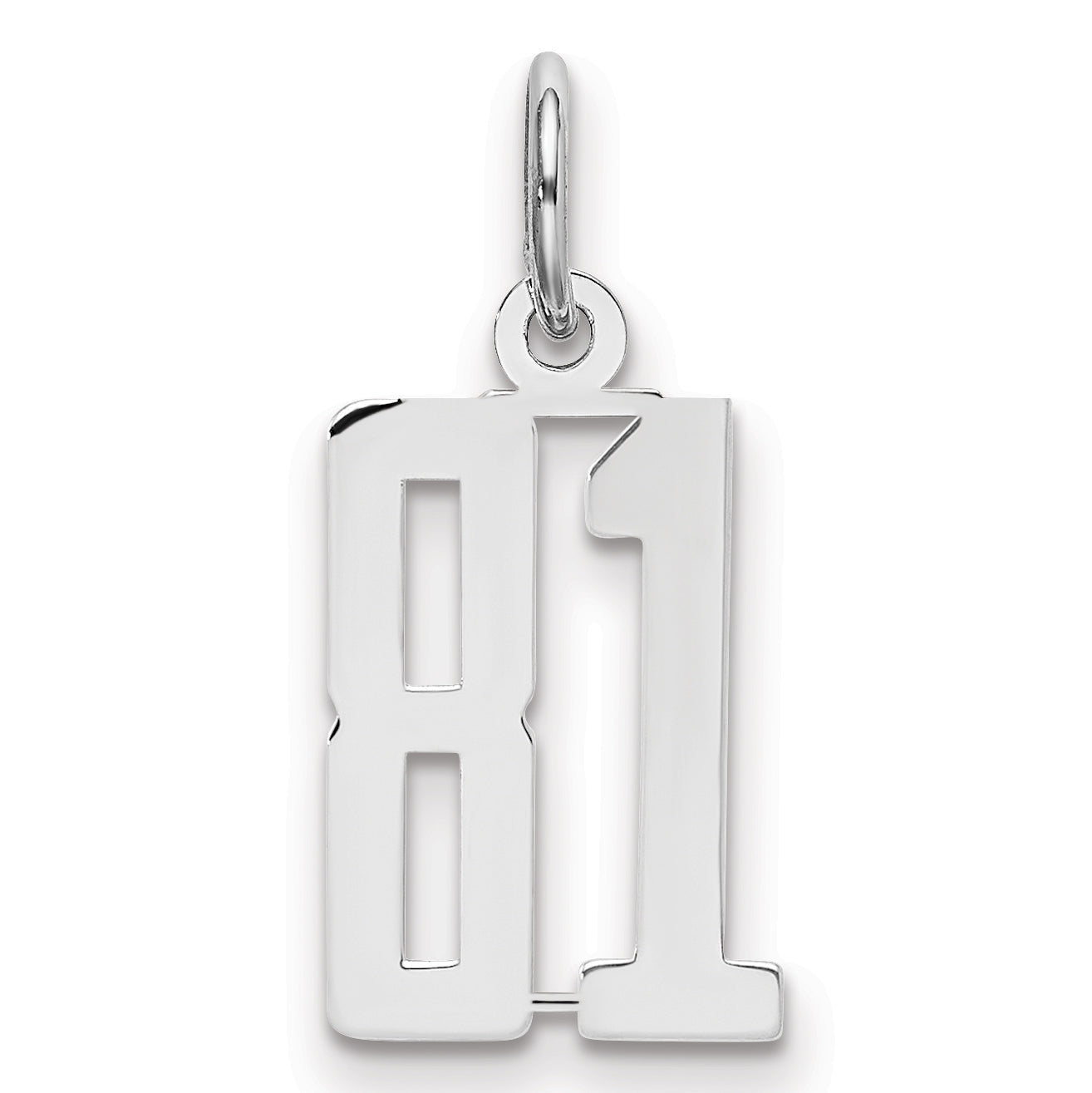 Sterling Silver Silver/Rhodium-Plated Elongated Number 81 Charm
