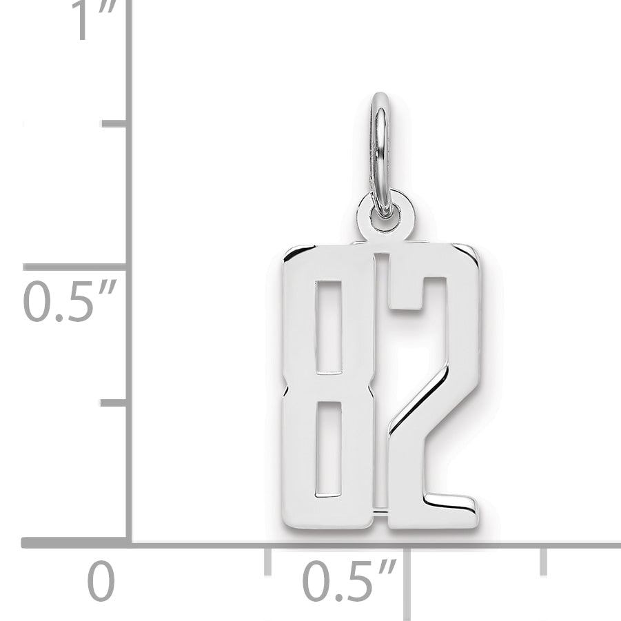 Sterling Silver Silver/Rhodium-Plated Elongated Number 82 Charm