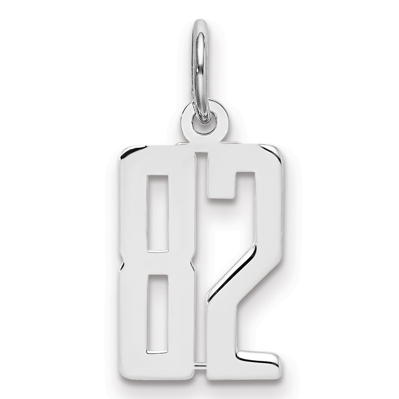 Sterling Silver Silver/Rhodium-Plated Elongated Number 82 Charm