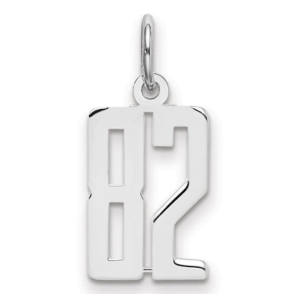 Sterling Silver Silver/Rhodium-Plated Elongated Number 82 Charm