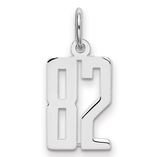 Sterling Silver Silver/Rhodium-Plated Elongated Number 82 Charm