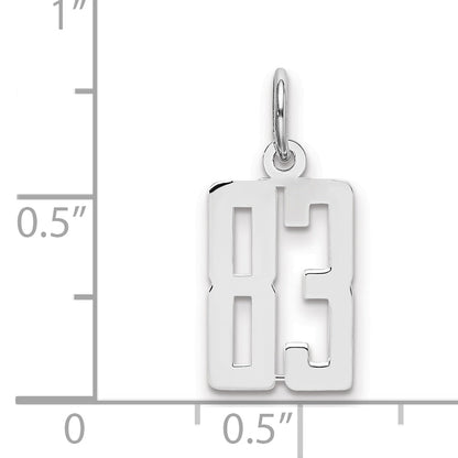 Sterling Silver Silver/Rhodium-Plated Elongated Number 83 Charm