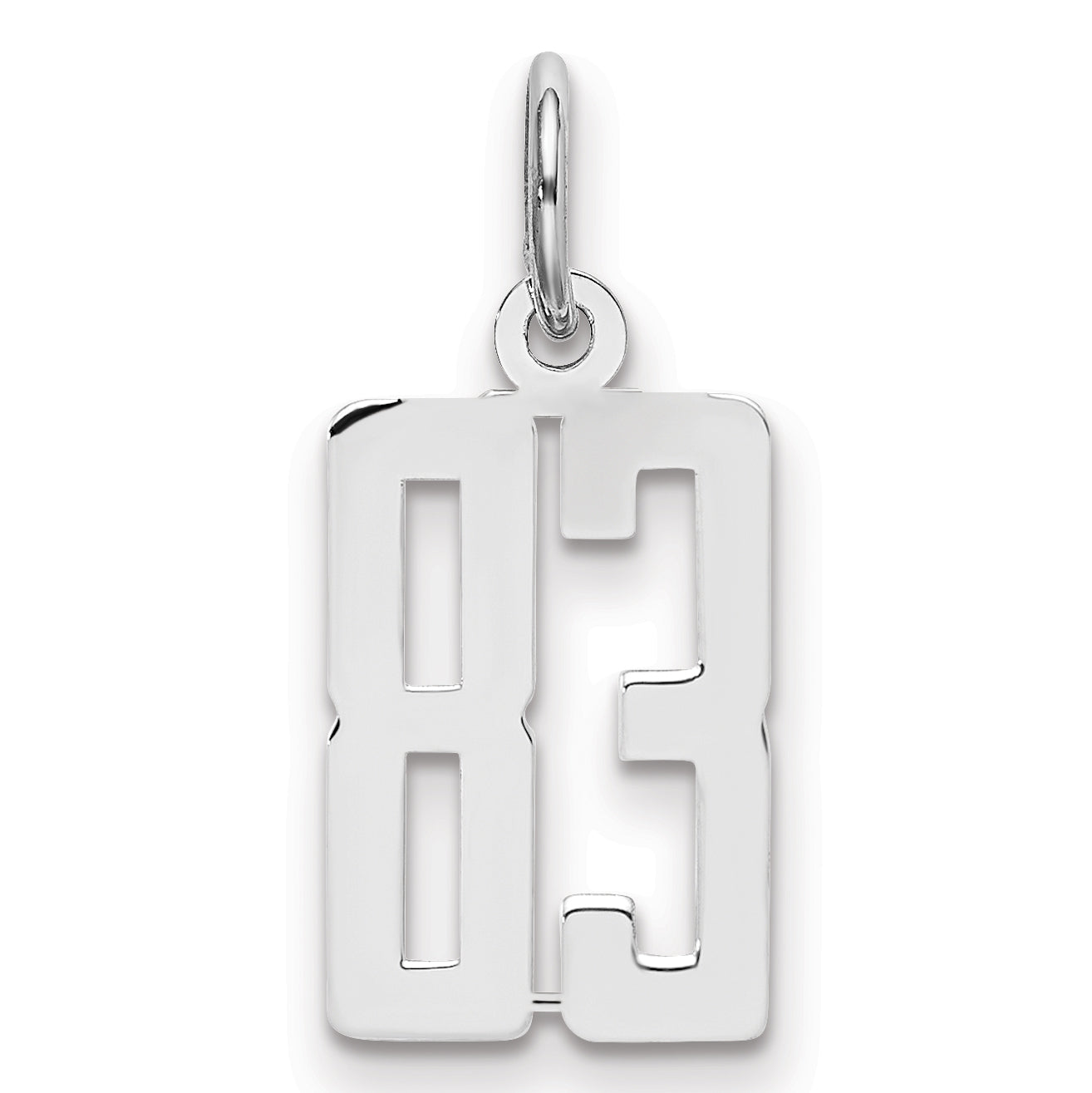 Sterling Silver Silver/Rhodium-Plated Elongated Number 83 Charm