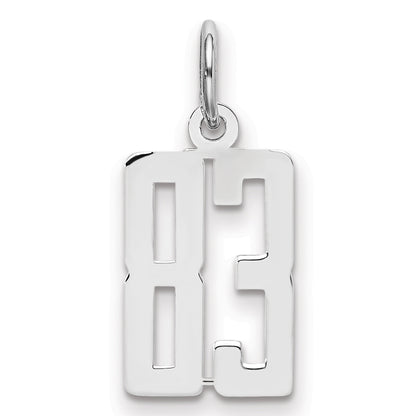 Sterling Silver Silver/Rhodium-Plated Elongated Number 83 Charm